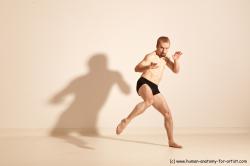 Underwear Martial art Man White Moving poses Athletic Short Blond Dynamic poses Academic